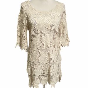 Elegant Cream Lace Swim Cover-Up